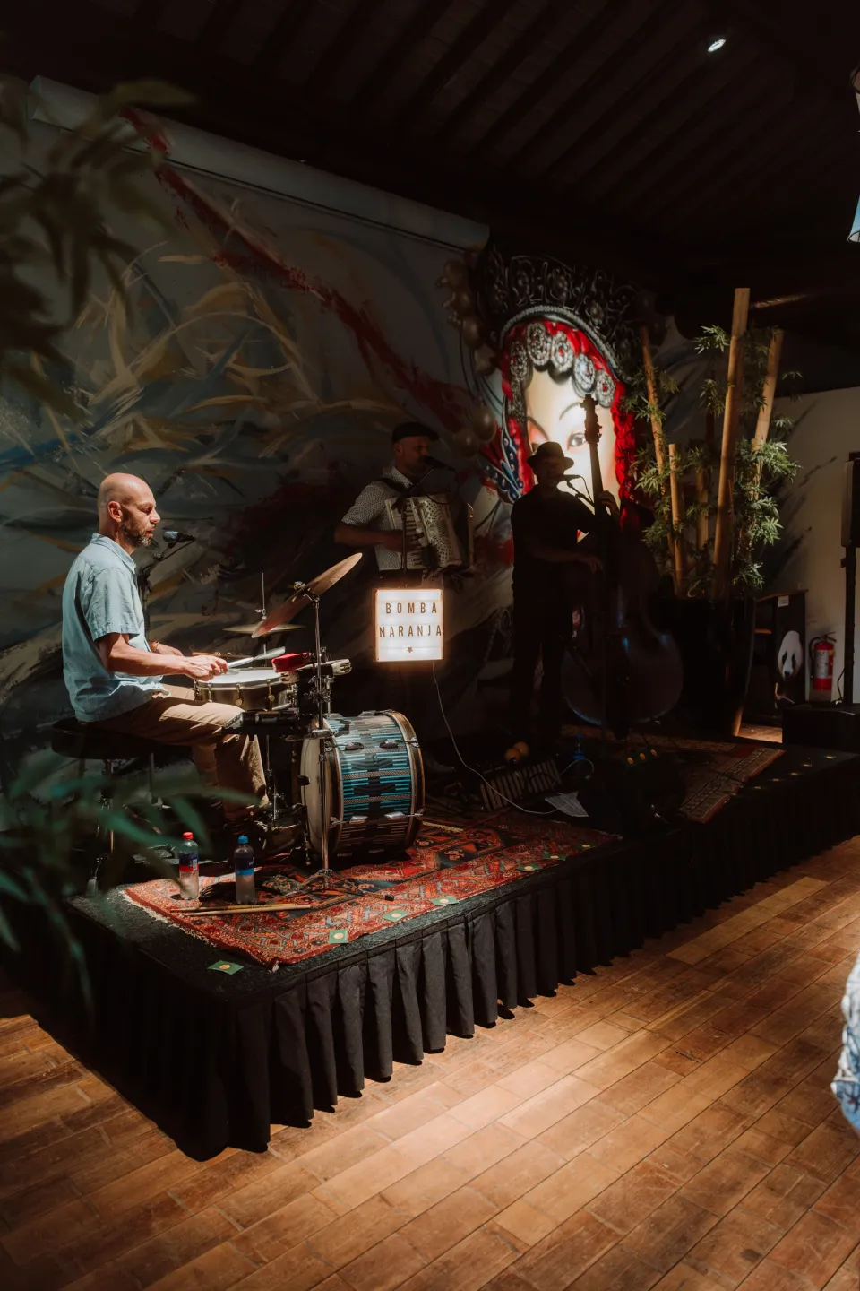 The band performing at dinner in the pavilion.