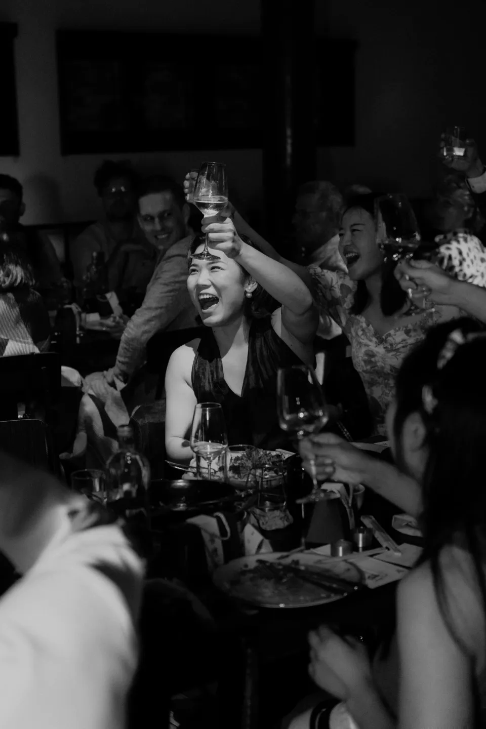 The China team celebrating after winning the wedding quiz.